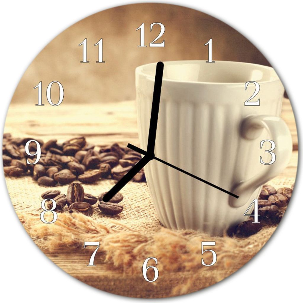 Glasuhr Wanduhr Küchenuhr Echt-Glas 30fi cm Kaffee braun