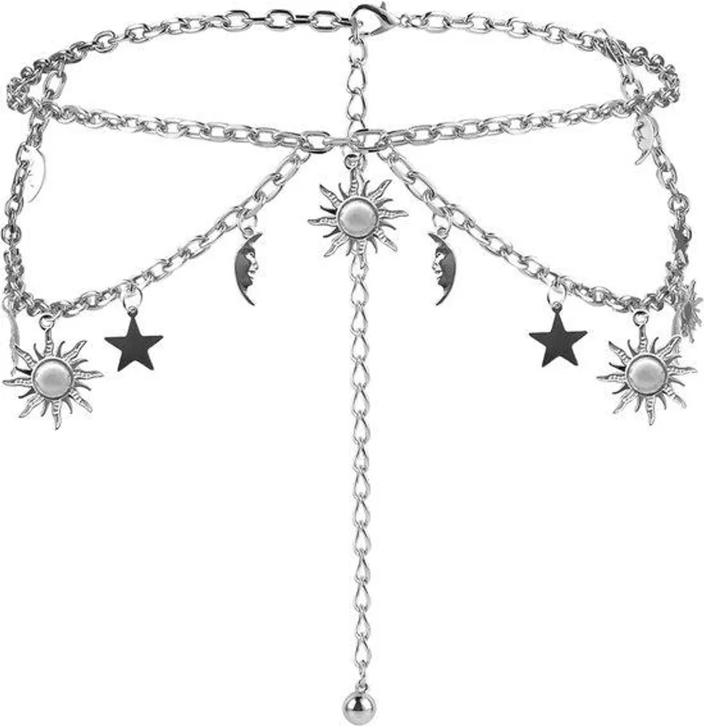 Chaîne ajustable en métal argenté : l'accessoire mode lune soleil