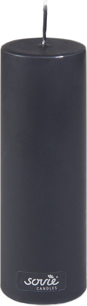 Sovie CANDLES Stumpenkerze in Schwarz Ø 50 mm x H 150 mm, Brenndauer ca. 42 St. - 12 Stück
