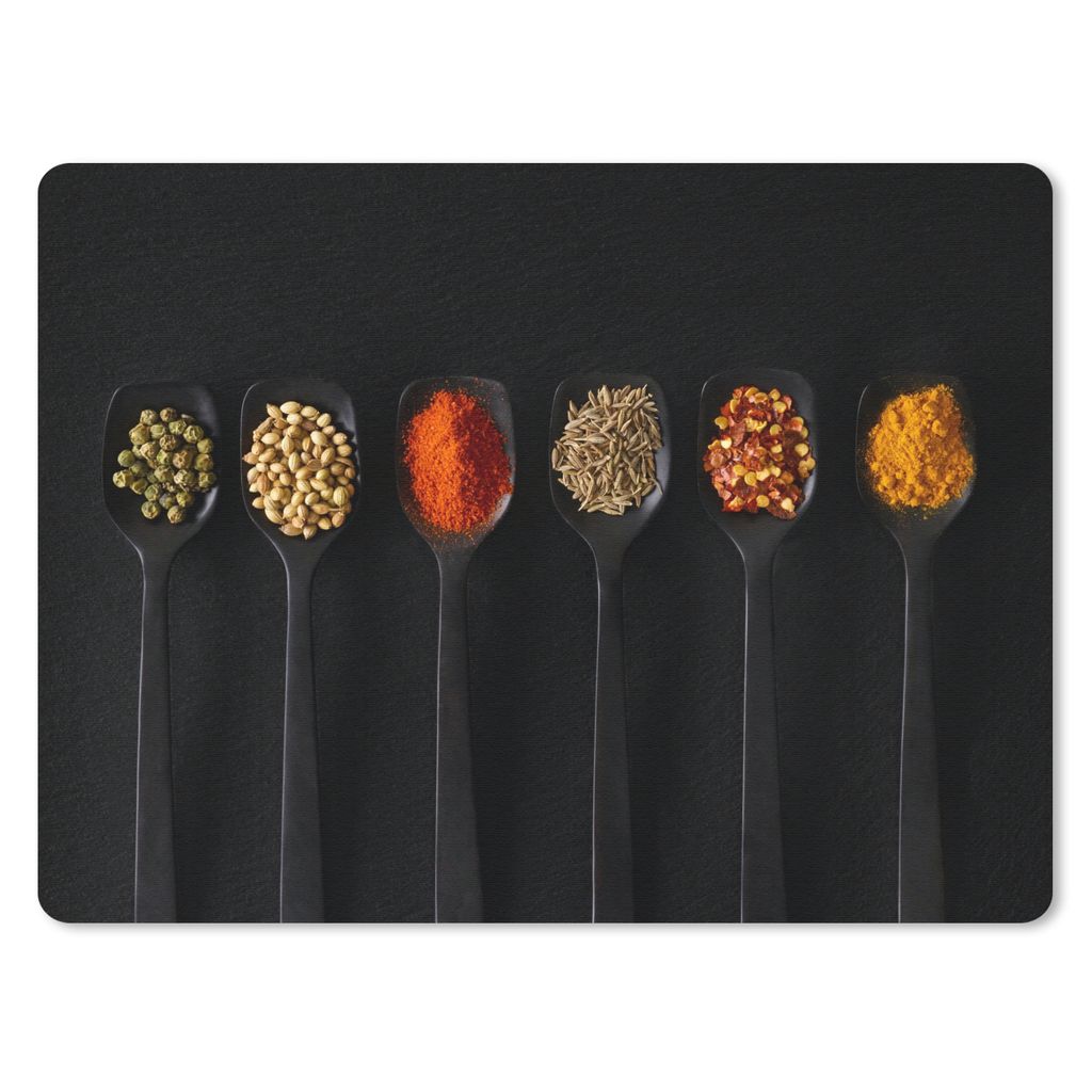 MuchoWow Mauspad Mousepad Löffel - Gewürze - Schwarz - Gewürze - Rustikal 40x30 cm - Mousepads - Maus Mat - Pad - Mausunterlage - Anti Rutsch