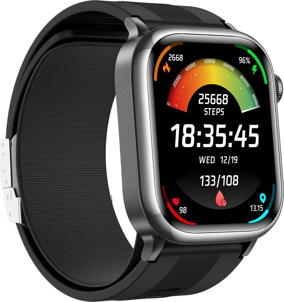 Montre Connectée Santé avec Mesure de Tension et ECG Écran AMOLED Noir - 3