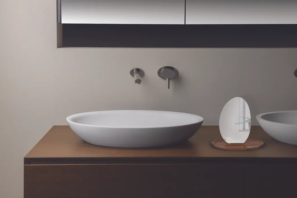 Miroir de Salle de Bain Design avec Tablette Intégrée en Bois d'Acacia - 3