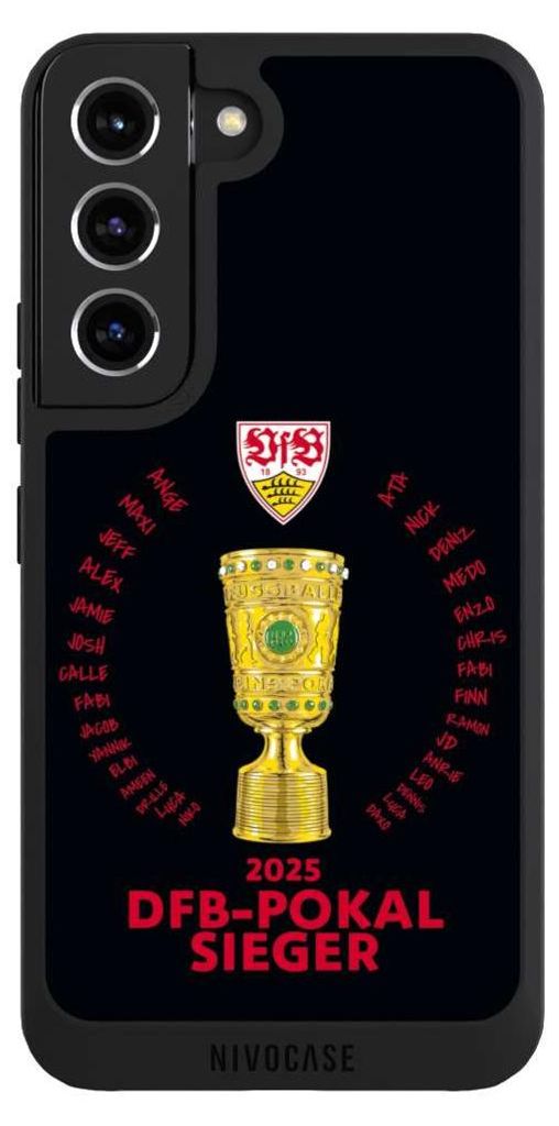 NIVOCASE Handyhülle für Samsung Galaxy S22 Hülle NIVOpure Case Schwarz Offizielles Lizenzprodukt Pokal VfB Stuttgart