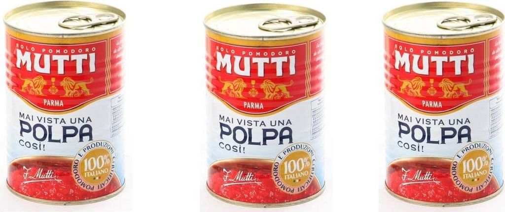 3x Mutti polpa di Pomodoro Tomatenpulpe Tomaten sauce 100% Italienisch 400g