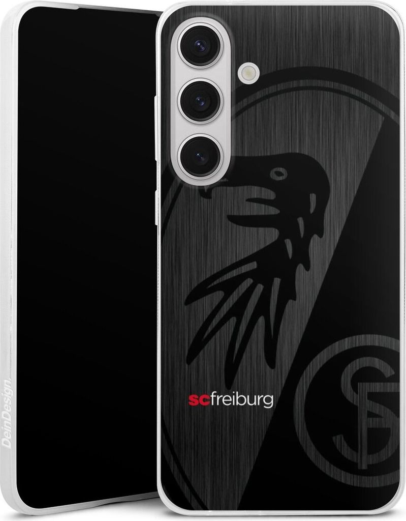 DeinDesign Slim Hülle für Samsung Galaxy S25+ Silikon Case Ultra Dünn Handyhülle Metallic Look Offizielles Lizenzprodukt SC Freiburg