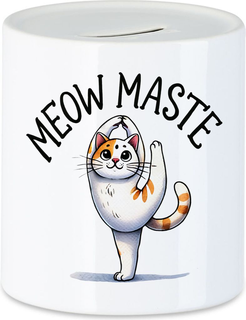 Meow Maste Spardose Geschenkidee für Yoga-Fans und Katzenliebhaber Namaste