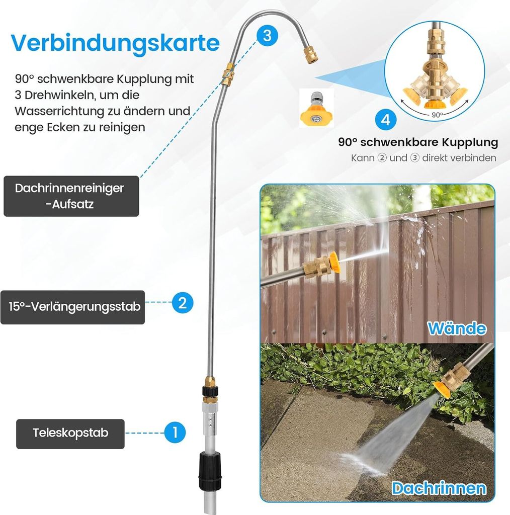 COSTWAY Teleskopstab für Hochdruckreiniger 550 cm, Produktbild 6