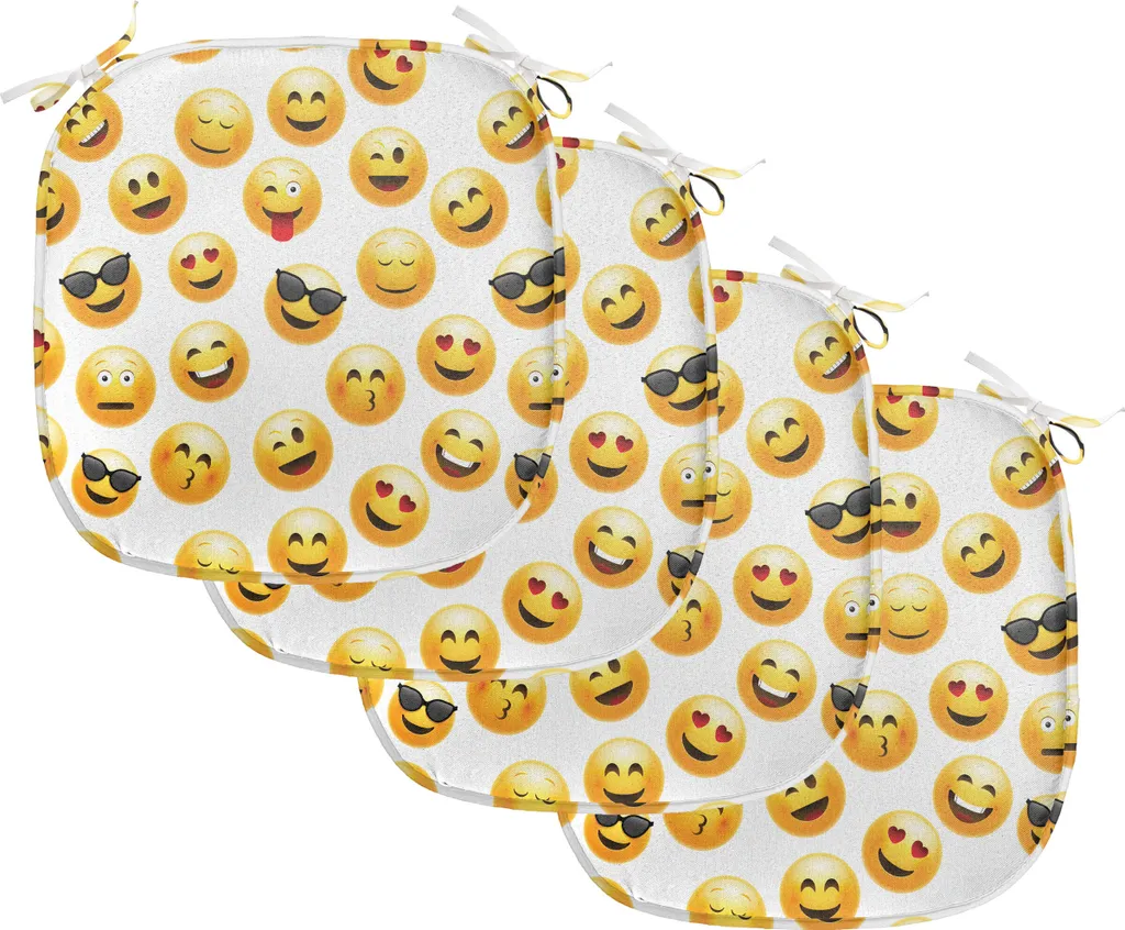 Coussins de Chaise pour Salle à Manger et Cuisine Lot de 4 Smileys