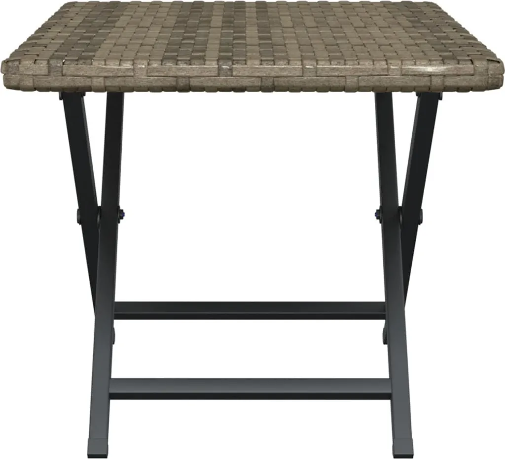 Table d'appoint pliante ZMH grise en poly rotin résistante et compacte - 4