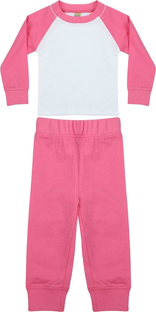 Larkwood Baby Unisex Pyjama Set RW5432 (0-6 Monate) (Pink/Weiß)