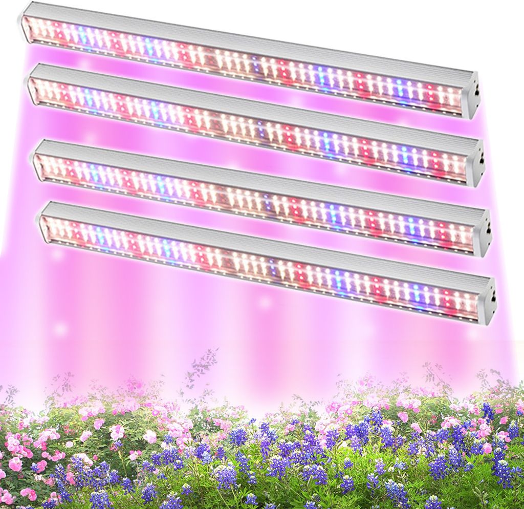 4 Stück 53cm Pflanzenlampe Led Vollspektrum Sonnenlicht Grow Light, 100W 576Leds Anschließbare Wachstumslampe Pflanzen Anzucht Pflanzenlicht