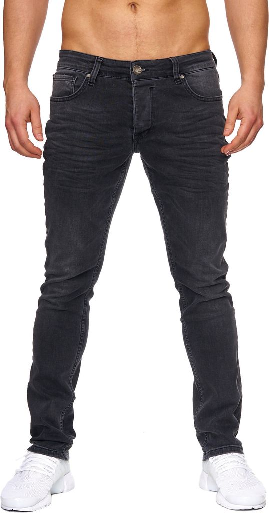 Elara Herren Jeans Slim Fit Hose Denim Stretch 16533-Schwarz-29W / 30L