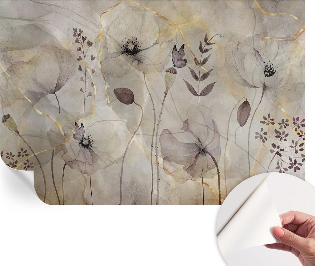Selbstklebende Wandtapete - Dekorative Tapete für Wohnzimmer - Klebefolie für Wandbilder - Tapetenfolie für Wanddekoration - 104x70 cm - Zarte B...