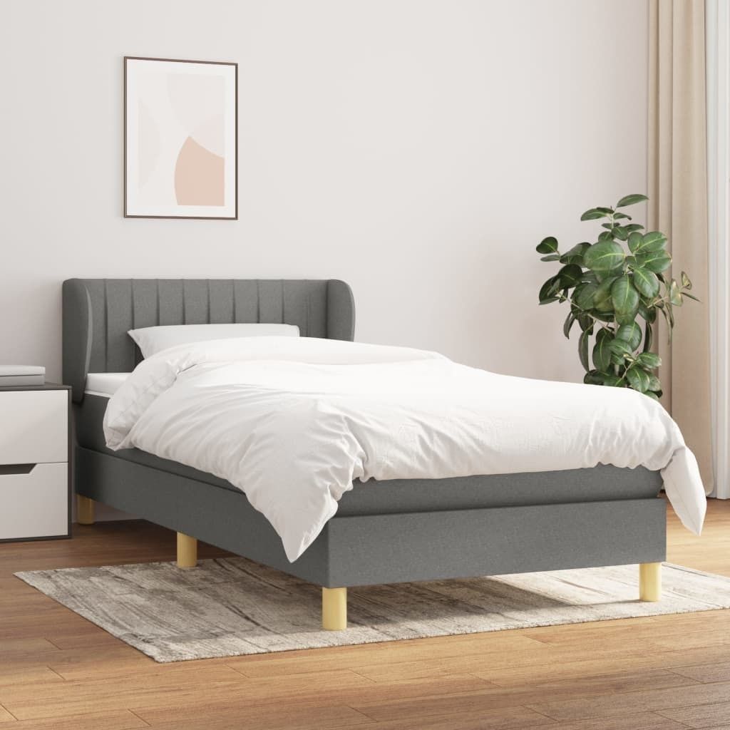 The Living Store Boxspringbett mit Matratze Dunkelgrau 100x200 cm Stoff
