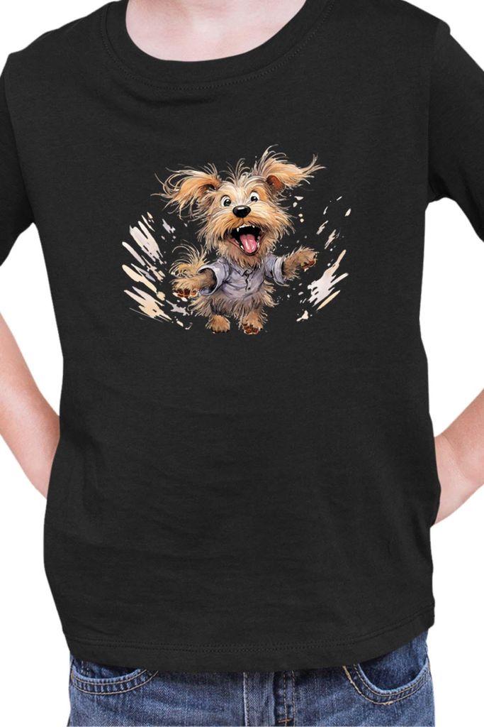 Kinder T-Shirt Funny Dogs Breeds Yorkshire Terrier Dog Breed, 5-6 Jahr - 116 / Schwarz