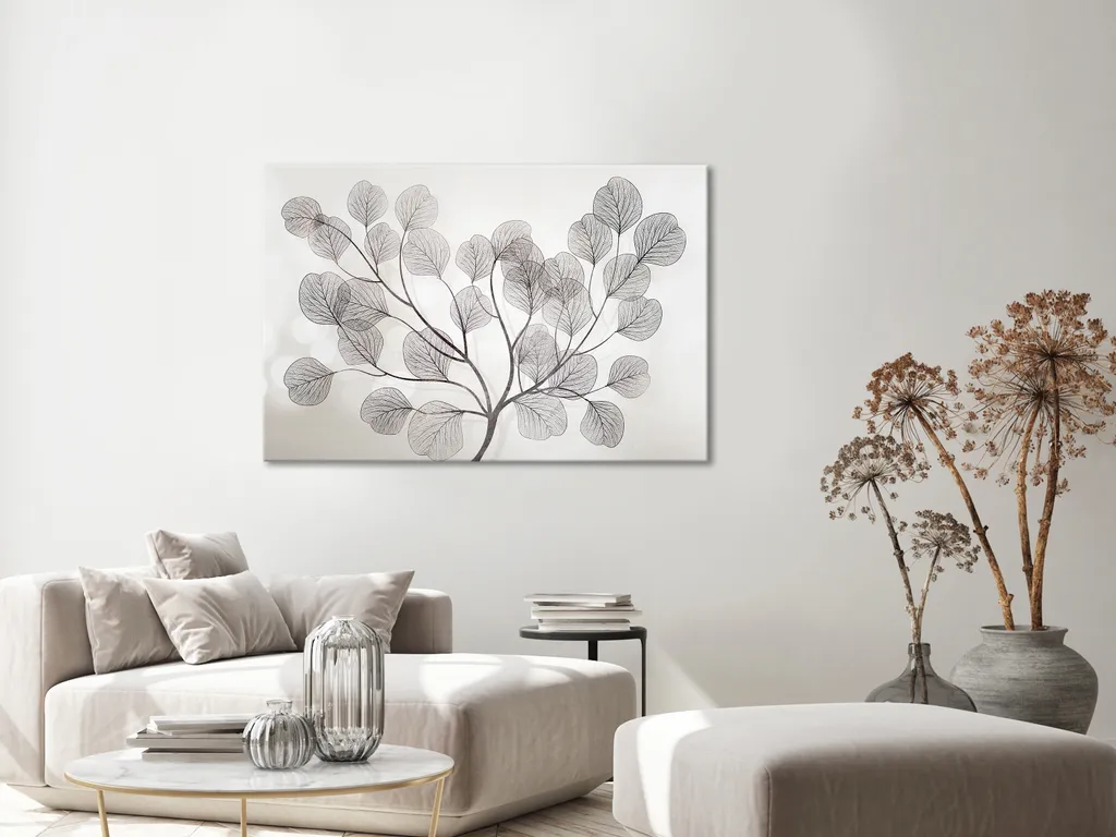 Quadro su tela non tessuta - Foglie nel vento (1 parte) Largo 120x80 cm Astratto b-A-0718-b-a - 4