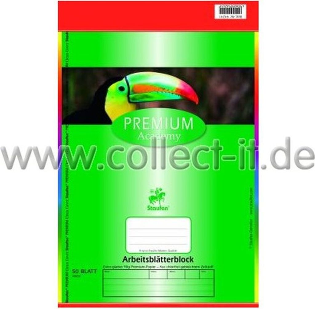 Staufen 734044241 Arbeitsblätterblock PREMIUM LIN 21 - A4, 80 g/qm, 50 Blatt, beidseitig liniert mit Rahmen