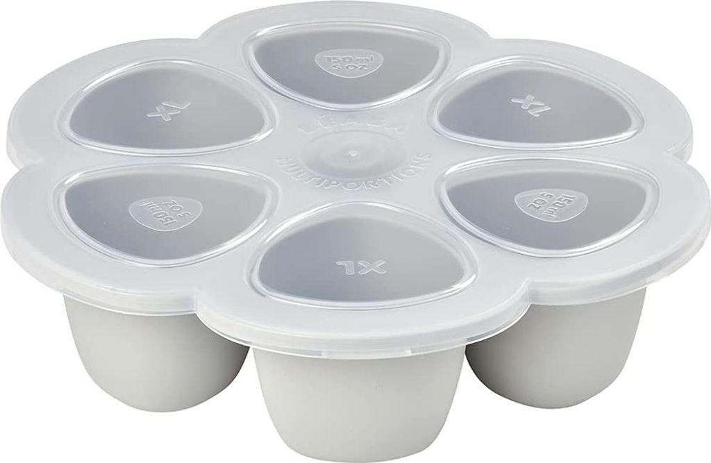 Beaba Aufbewahrungsbehaelter Multiportions aus Silikon 6 x 150 ml hellgrau; 912805