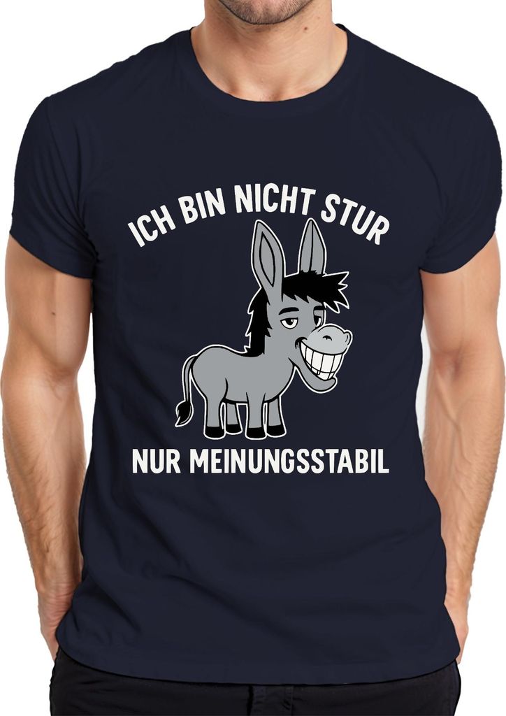 Ich bin nicht stur nur meinungsstabil Esel lustiger Spruch Humor Herren T-Shirt, Navy, 3XL