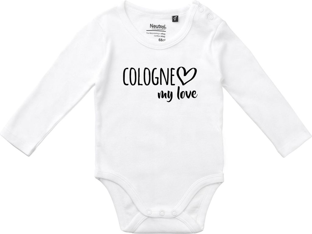 Huuraa Baby Body Cologne my love 62 White Baumwolle Fairtrade Langarmbody Geschenkidee