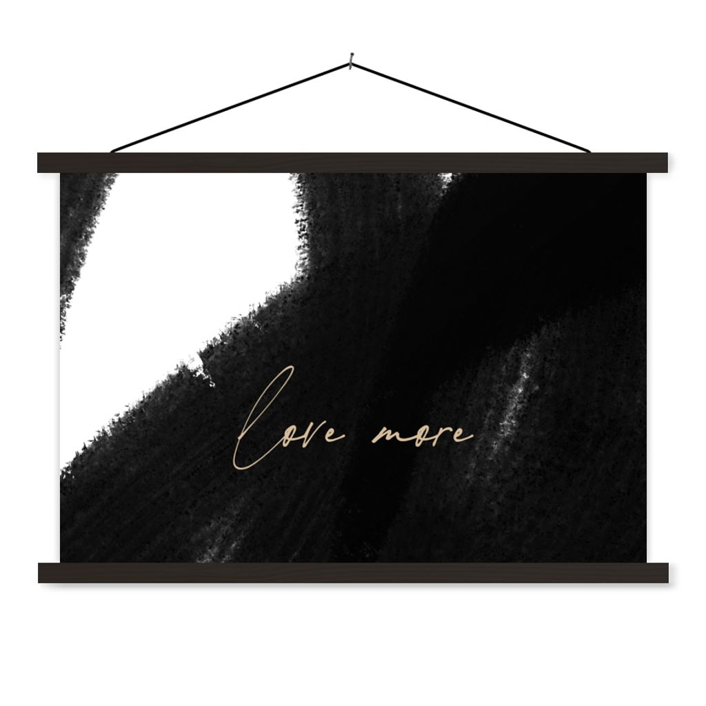 MuchoWow Textilposter Text - Abstrakt - Liebe mehr - Zitate 120x80 cm mit schwarzem Rahmen - Wanddeko