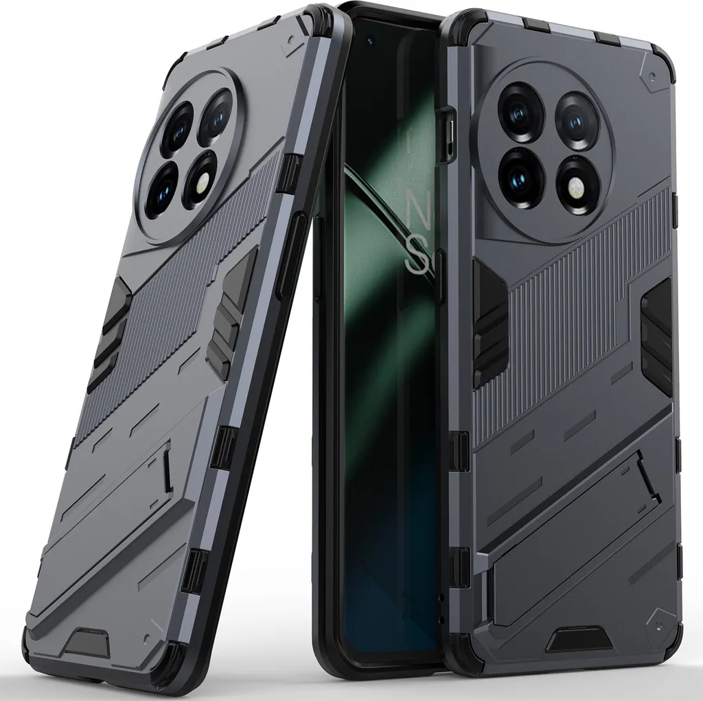 Custodia OnePlus 11 5G Antiurto Grigia - Cover Ibrida PC TPU con Stand