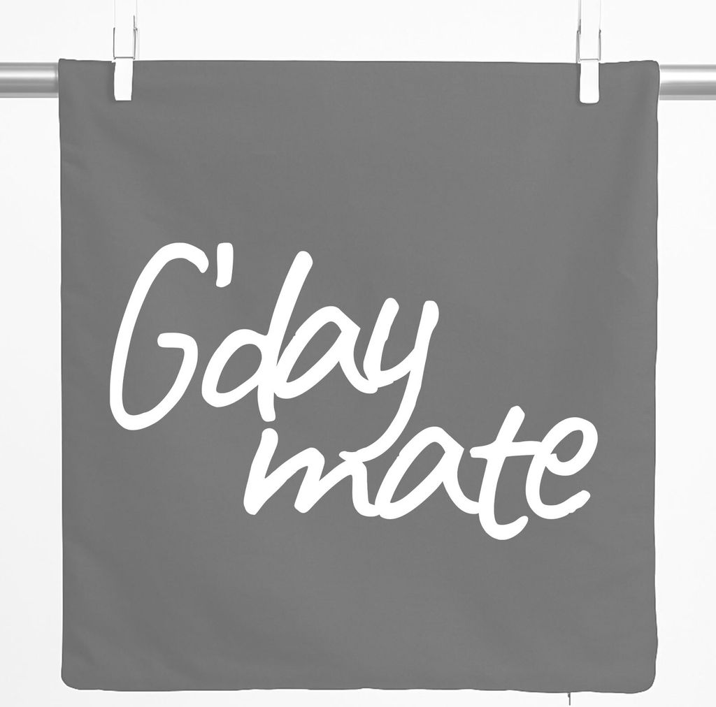 Huuraa Kissenbezug G`day mate Spruch 40x40cm Steel Grey Baumwolle Dekokissenbezug Geschenkidee