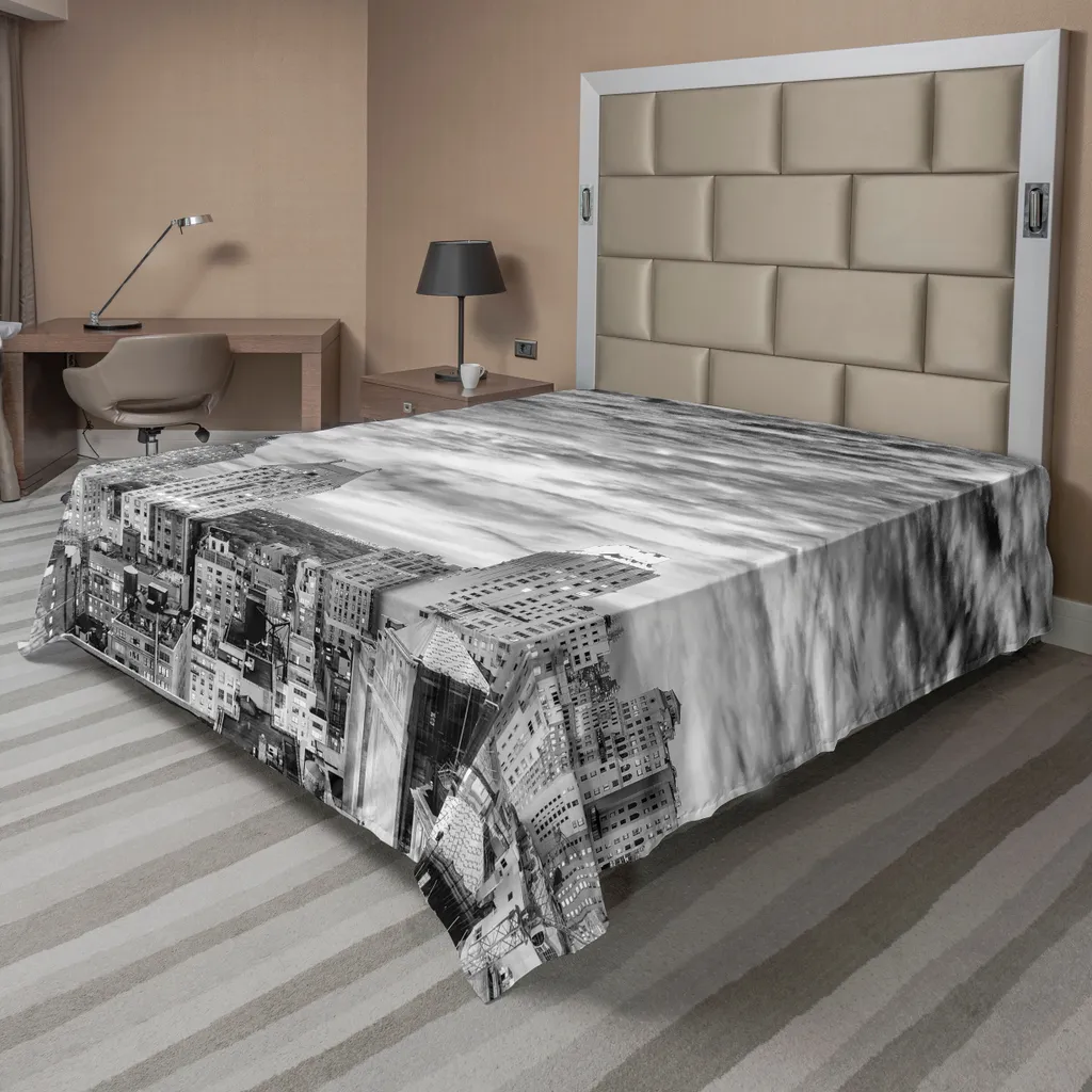 Lenzuolo Matrimoniale New York ABAKUHAUS Bianco e Nero - Design Unico