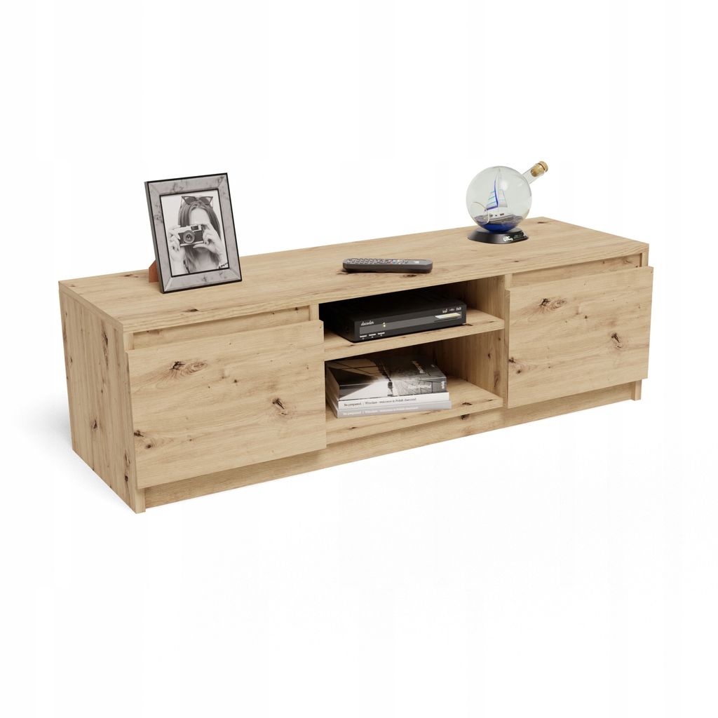 MATKAM Fernsehkommode EX3, H36 x B120 x T40 cm, Moderner TV-Schrank, minimalistisches Design, mit Regal und Kabelmanagement, (Artisan Eiche)