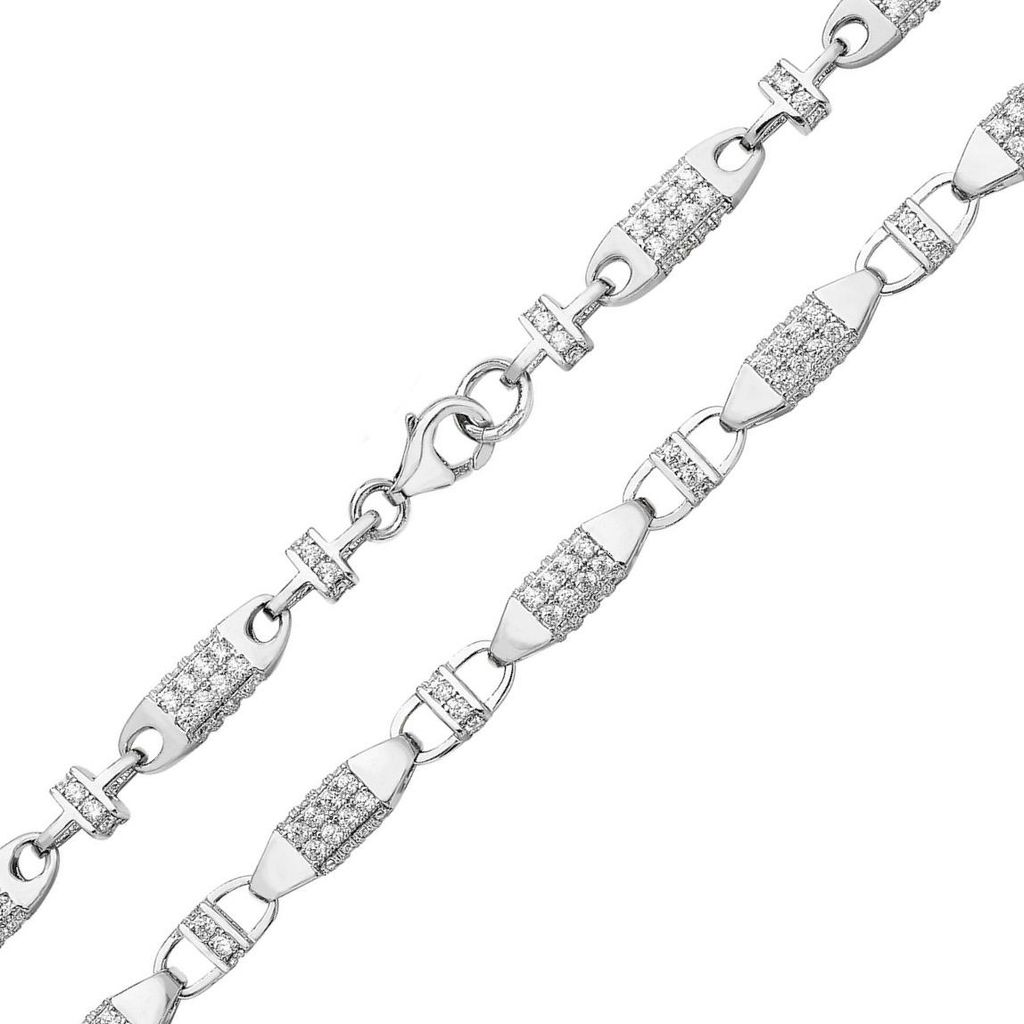 Atemberaubendes 925 Sterling Silber Herren/Damen - Armband mit Zirkonia - 18cm*6mm; TRS24275L7