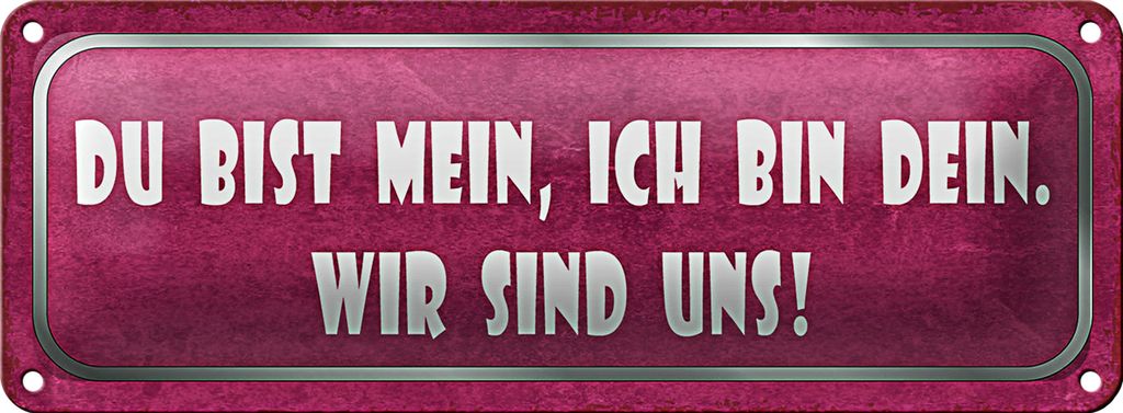 Blechschild Spruch 27x10cm du bist mein ich dein wir uns Dekoration