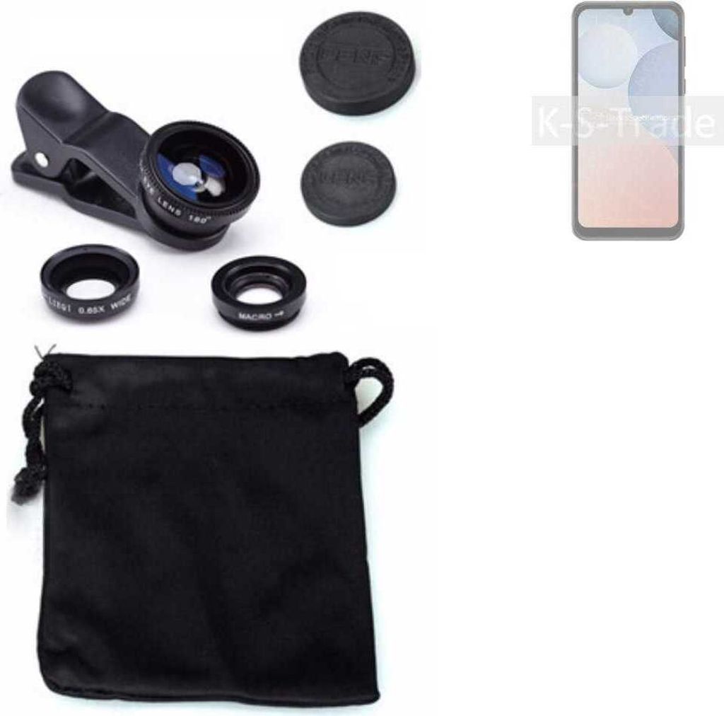K-S-Trade Smartphone Kamera Linsen Set Kompatibel mit Ulefone Note 6T 3in1 Clip-On Kamera Adapter Macro Weitwinkel FishEye Fischauge Objektiv Linse