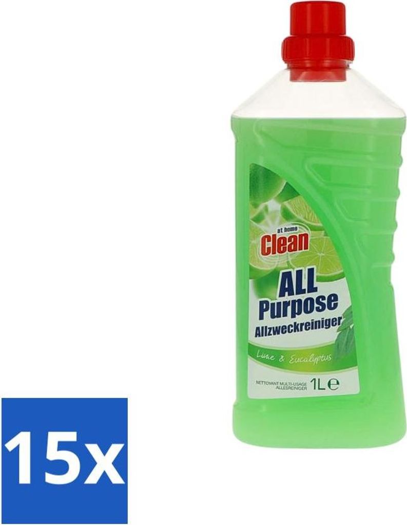 At Home - Clean - Allzweckreiniger - Limette & Eukalyptus - 1 L - Vorteilspack - 15 Stücke