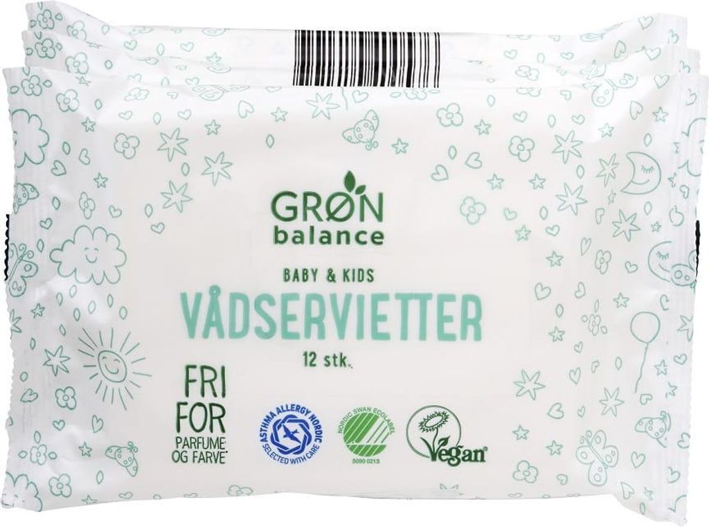 ECO-Feuchttücher für Kinder für unterwegs, 3 x 12 Stück – GRON BALANCE