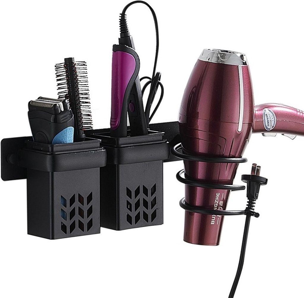 Haartrockner Halterung Wandmontage, Fön Halterung, Badezimmer Haar Styling Tools Organizer für Glätteisen, Lockenstab Haartrockner Stand