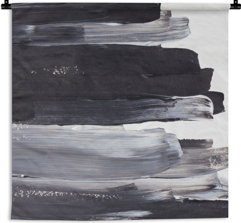 MuchoWow Wandteppich Wandbehang Farbe - Schwarz - Design 120x120 cm Tapisserie Dekoration Wandtuch - Modern - Baumwollgewebe