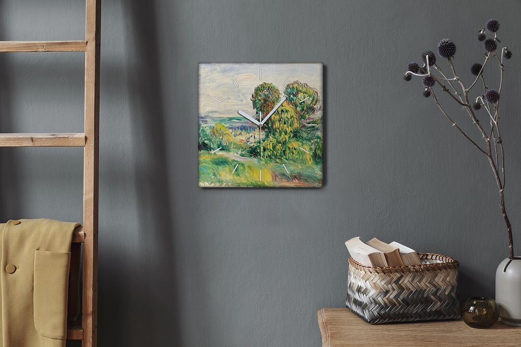 Coloray Hodiny Unikátní 30x30 cm Tiché hodiny Pro obývací pokoj a kuchyň Nástěnné hodiny Plátno Bílé ručičky hodin - Lesní krajina