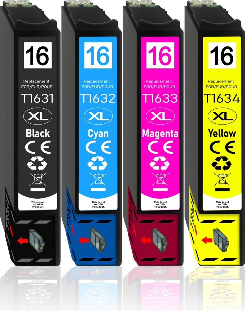 4er Pack Druckerpatronen 16 16XL kompatibel mit Epson WF-2530