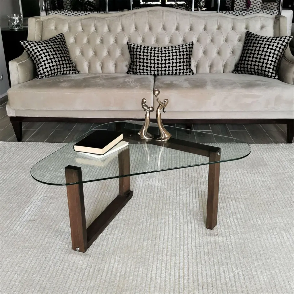 Table Basse Design Eufrasia en Bois Noyer Marron pour Salon Moderne - 4