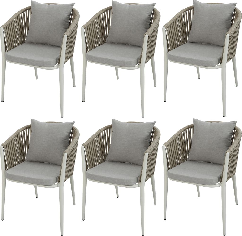 AXI Faye Gartenstuhl Set 6 Stück in Beige | Gartenstühle für Gartentisch aus Aluminium/Polyester & inklusive Sitzkissen aus Olefin | Stuhl Wette...