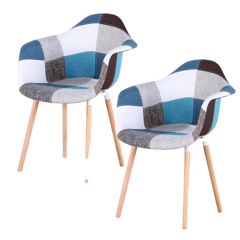 Sedie da pranzo, design patchwork in tessuto, seduta Immagine del prodotto 