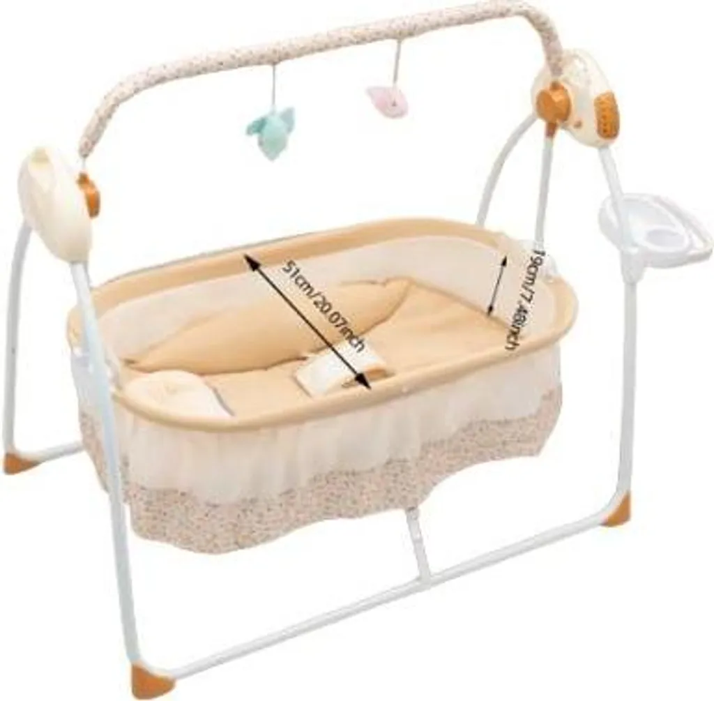 Berceau balancelle électrique bébé avec télécommande réglable - Kaki