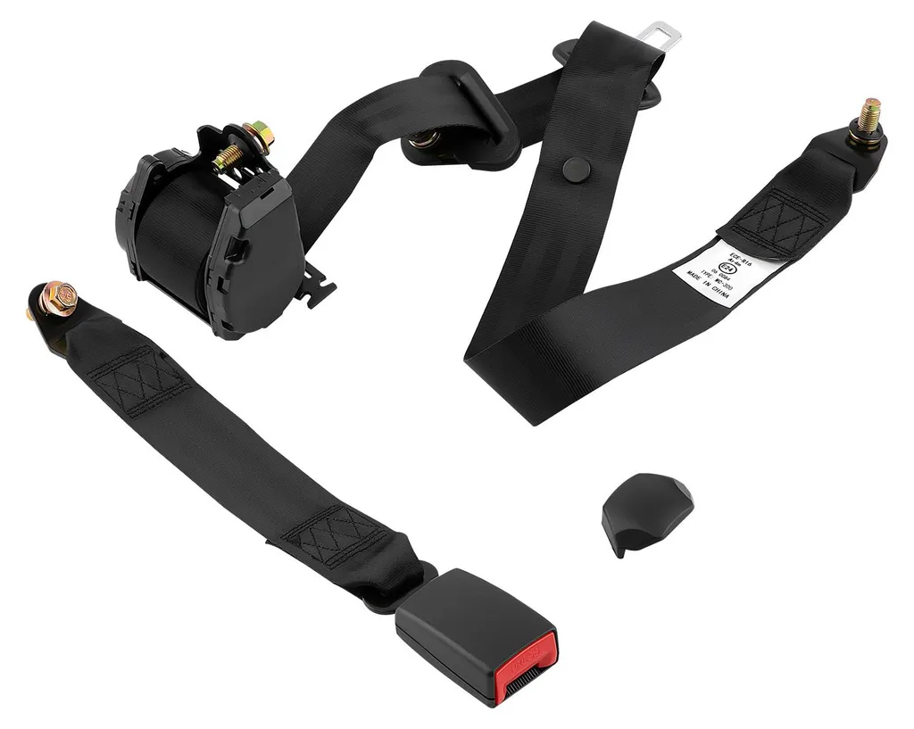 Ceinture de sécurité ajustable à 3 points noire avec sangle robuste - 4