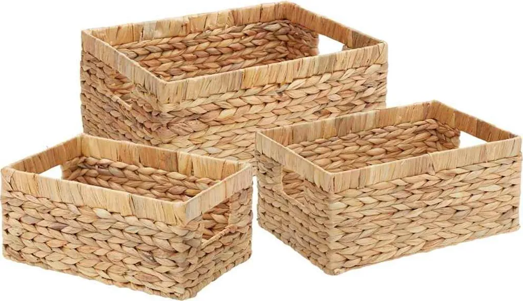 Paniers de rangement pour étagères et placards, Jonc d'eau, 3 unités