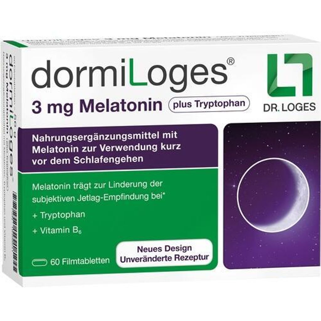 Dormiloges 3 mg Melatonina plus Tryptofan Filmtab. 60 szt Zdjęcie produktu 