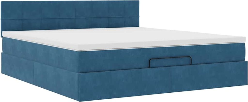 Ottoman-Bett mit Matratze Dunkelblau 180x200 cm Samt