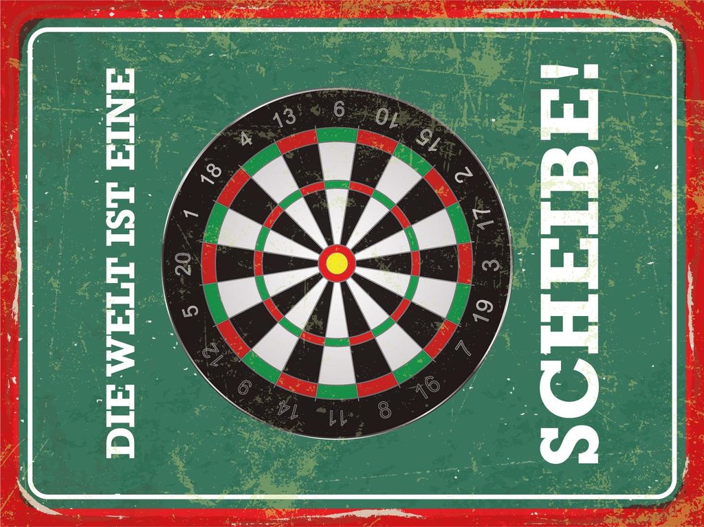vianmo Blechschild 40x30 cm Die Welt ist eine Scheibe Dartscheibe Dart