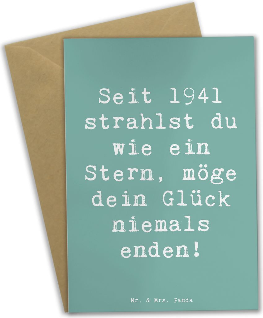 Mr. & Mrs. Panda Grußkarte Spruch 1941 Geburtstag Stern - Meeresbrise - Geschenk, Happy Birthday, Glückwunsch, Retro Geburtstagsgeschenke, Geburt...
