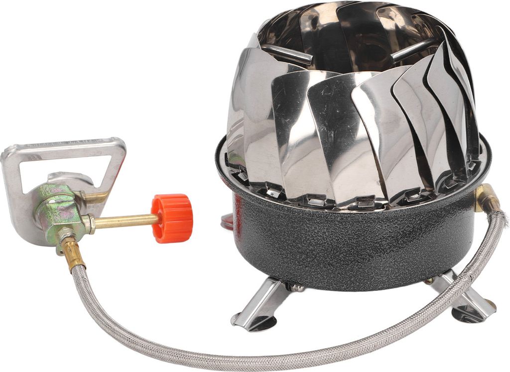 Mini Camping Herd Folding Stable Support Wind resistent hohe Effizienz tragbare Gasherd für Outdoor-Wandern schwarz rund mit Rohr Schnalle