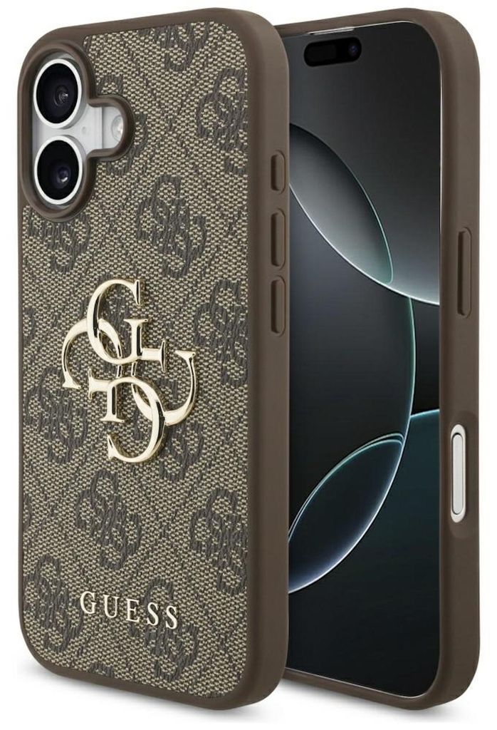 Custodia iPhone 17 in ecopelle Guess marrone Big Logo in Immagine del prodotto 